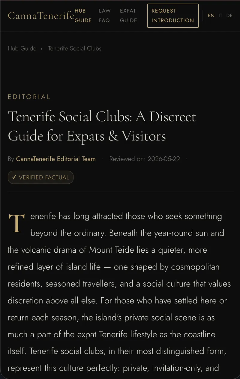 Canna Tenerife editorial mobile view